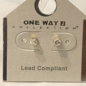 Small round solitaire rhinestone earrings with stud back